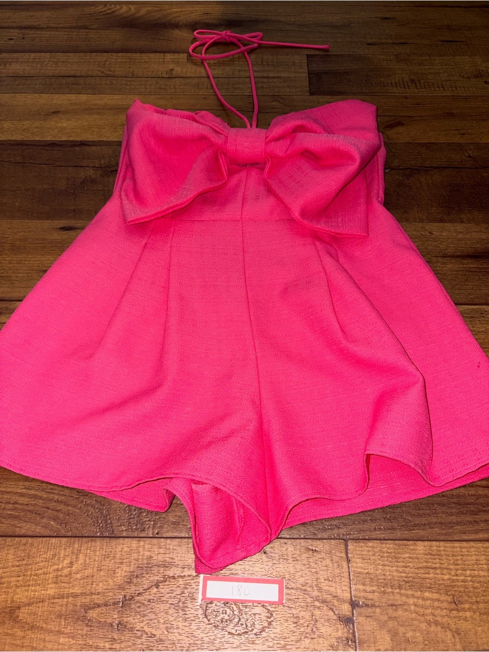Glam Hot Pink Big Bow Halter Romper Womens Medium M